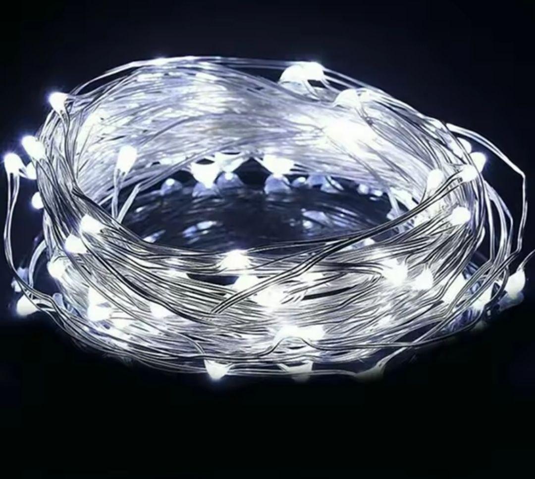 Гірлянда світлодіодна Роса на батарейках 50LED 5м білий, фото 1