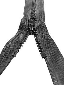 Блискавка готова текстильна з пластмасовими тракторними зубчиками №5, з двома бігунками; довжина 120 см; Чорного кольору