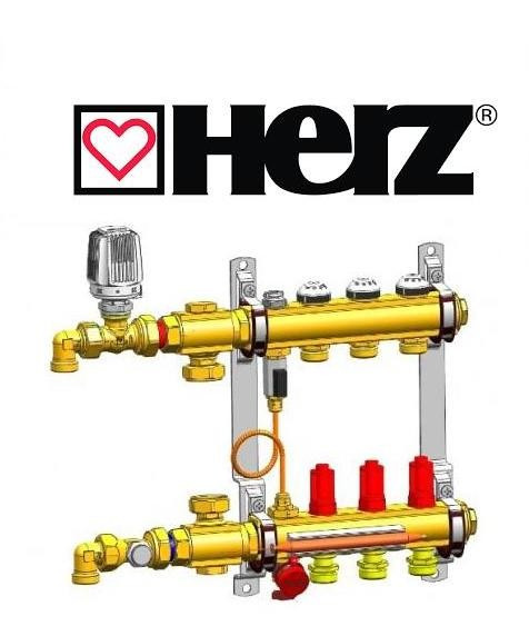 Латунний колектор для теплої підлоги Herz Compactfloor Light 7 вих. без насоса