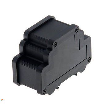ALUD2MG-PBK-V0 44.0x98.3x69.0мм, на DIN рейку, чорний, алюмінієвий, боковини пластик, без ущільнювача