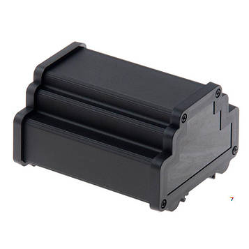 ALUD6MG-PBK-V0 113,3x98.3x69.0мм, на DIN рейку, чорний, алюмінієвий, боковини пластик, без ущільнювача