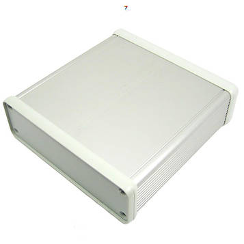 BIS-L1-BOX-100-01GR Корпус алюмюмініевий, анодований, з пластиковими кришками, розміри (ДхШхВ): 100х103х30,5 мм. Колір кришок: