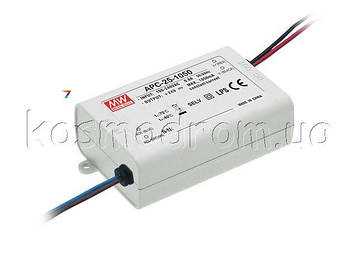 APC-25-350 AC-DC мережевий перетворювач - P вих: 24.5 Вт: Вихід: ток: U1: 25 ... 70 В: I1: 350 мА: Стабілізація: ток: Вхід: 110 /