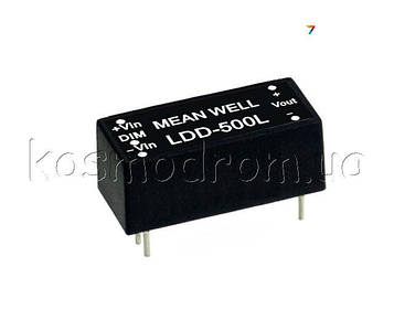 LDD-500L DC-DC перетворювач - Монтаж: на плату: P вих: 16 Вт: U вх: 9 ... 36 В: Вихід 2-32 В. 500 мА: Можливості: драйвер