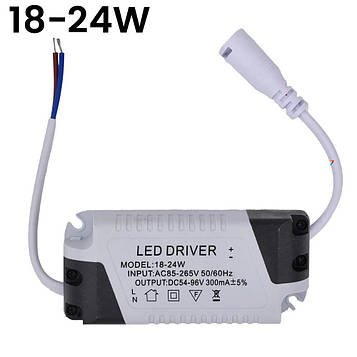 LED-DRIVER-18-24W-300MA Номінальна потужність: від 12 до 18 Вт. Постійний струм: 300 мА.