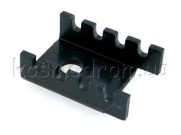 D03A Heatsink: moulded, U, TO202, TO220, 24K / W, blackened, 6.35mm