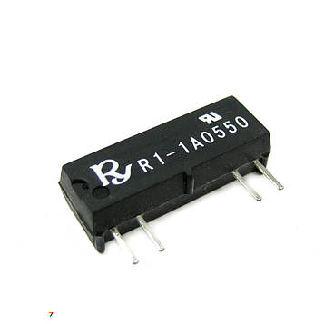 R1-1A0550 Реле: герконовое: SPST-NO: Uобмоткі: 5VDC: 1А: макс.250VDC: 10ВА, Розмір: 19x5x7мм