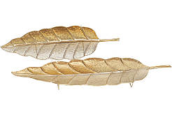 Набір двох декоративних страв Лист із металу в золоті 71см і 93 см