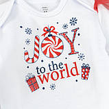 Теплий новорічний комплект для дівчинки Joy To The World зріст 62 см (1 - 3 місяці) Malena Білий з принтом, фото 5