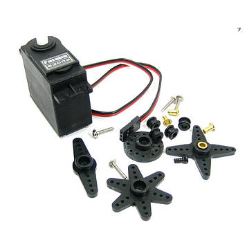 SERVO-S3003 Розмір: 41x20x36 мм Зусилля на валу: 3.2 кг / см (4.8V): 4.1 кг / см (6.0V) Швидкість: 0.23 сек. / 60 град. (4.8v):
