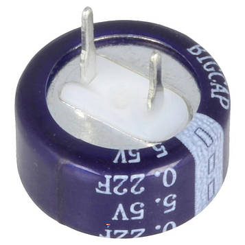 BCEC-5.5V-0.22F Суперконденсатор, THT, 0,22Ф, 5,5VDC, ±20%, D13,5x6,6мм, -25...70 C