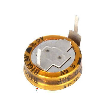 BCEH-5.5V-0.33F Місткість, Ф: 0,33. Розмір, мм: D11, 5x6. Робоча напруга, В: 5,5
