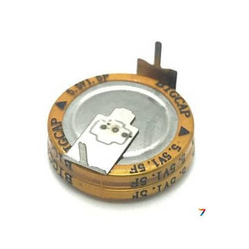BCEH-5.5V-1.5F Місткість, Ф: 1,5. Розмір мм: D19x6,5. Робоча напруга, В: 5,5