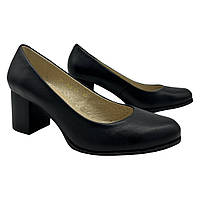 Туфли женские из натуральной кожи черного цвета на каблуке 6 см “Style Shoes”