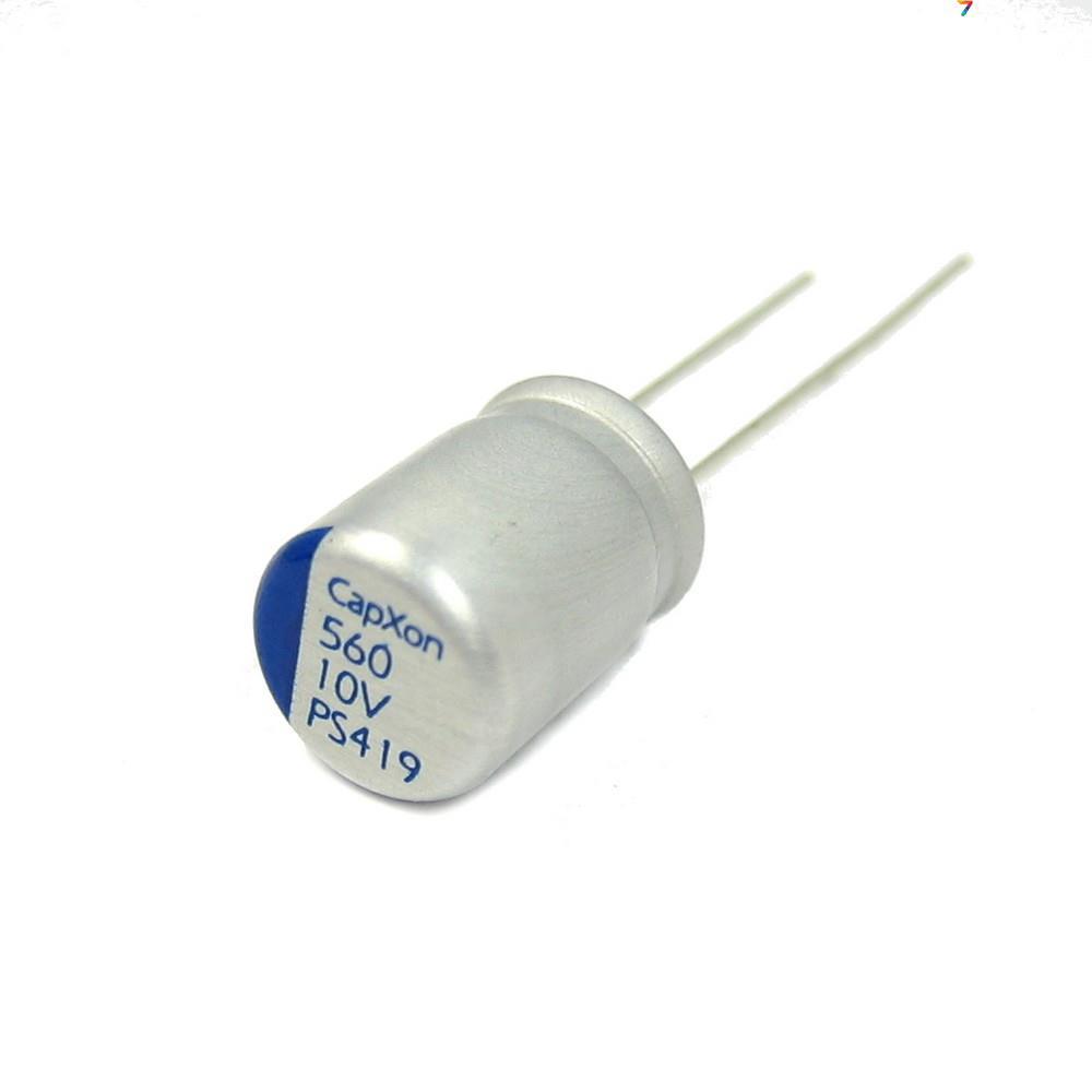 ECAP-POLY-560mkf-10v (PS) Конденсатор полімерний: 560 мкФ, 10 В. Діаметр 8 мм. Висота 11,5 мм