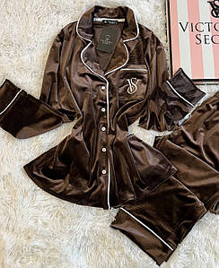 Стильна жіноча піжама Victoria's Secret оксамит шоколад Вікторія Сікрет