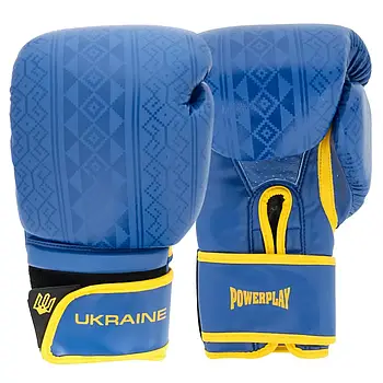Боксерські рукавички PowerPlay 3021 Ukraine синьо-жовті 16 унцій