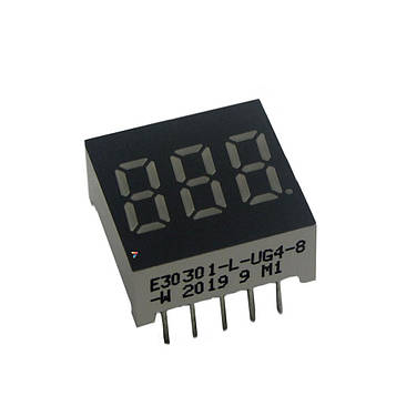 E30301-L-UG4-8-W Світлодіодний індикатор, загальний катод, висота символу 7,62 мм, трьохсимвольний, колір світіння