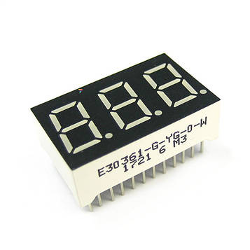 E30361-G-YG-O-W Світлодіодний індикатор, загальний анод, висота символу 9,14 мм, трьохсимвольний, колір світіння зелений. статична