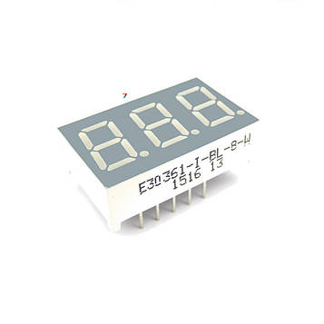 E30361-I-BL-8-W Світлодіодний індикатор, загальний анод, висота символу 9,14 мм, трьохсимвольний, колір світіння СИНІЙ. динамічна