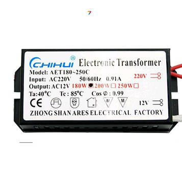 AET180C Драйвер, електронний трансформатор. Max 180 W. Вхід AC220-240V на виході AC12V.