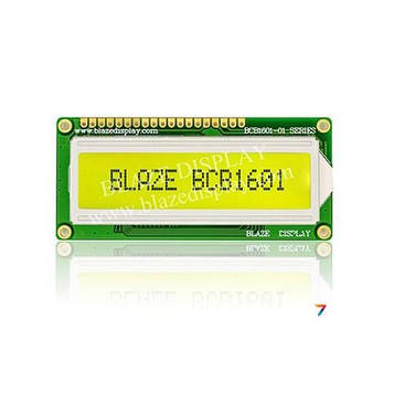 BCB1601-01-LY-SPTWD РКІ модуль: 16 символів 1 рядок: Розміри 80.0x36.0 мм: колір символів: сірий, фону: жовто-зелений. Розмір