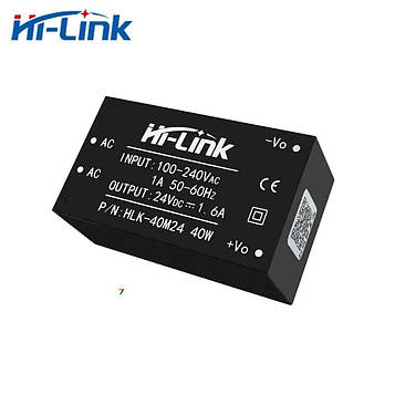 HLK-40M24 AC/DC преобразователь 40 Вт. Uвх. 220В Uвых. 24В, Iвых: 1600 мA ном. Размеры 57.5х33.6х22,5 мм