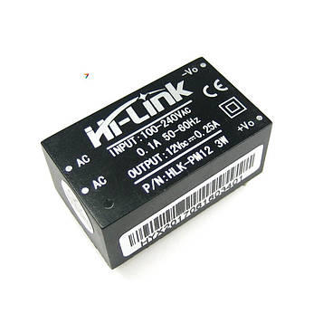 HLK-PM12 AC / DC перетворювач 3 Вт. Uвх. 220В U вих. 12 В, Iвих: 0.25A ном.
