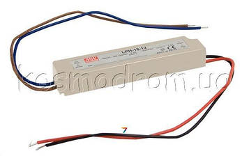 LPH-18-12 AC-DC мережевий перетворювач, герметичний - P вих: 18 Вт: Вихідна напруга 12В: кількість виходів 1, Можливості: LED