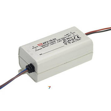 APV-16-24 AC-DC мережевий перетворювач, в пластиковому корпусі, Pвих: 16 Вт: Вихідна напруга: 24В: кількість виходів 1: вихідний