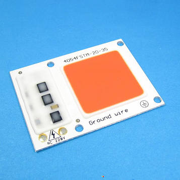 220V-LED-COB-20W-RED Світлодіод 220 В. Технологія: COB. Номінальна потужність 20 Вт. Червоний. Для роботи не потрібний