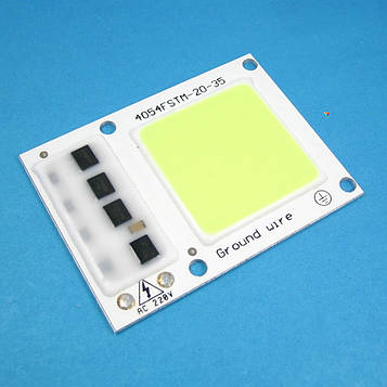 220V-LED-COB-30W-GREEN Світлодіод 220 В. Технологія: COB. Номінальна потужність 30 Вт. Зелений. Для роботи не потрібний