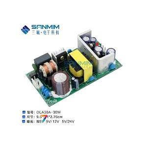 DLA30A-1224 AC / DC перетворювач: без корпусу, 30 Вт.Колічество виходів 2, вихідна напруга 12В / 24В, вих.струм 1,2А / 0,65 А.