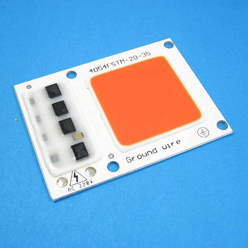 220V-LED-COB-30W-RED Світлодіод 220 В. Технологія: COB. Номінальна потужність 30 Вт. Червоний. Для роботи не потрібний