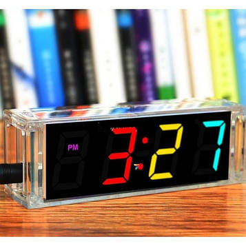 CLOCK-4DIG-KIT-Multicolor Набір для самостійного складання електронного годинника c термометром і регулюванням яскравості світіння