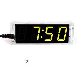 CLOCK-4DIG-KIT-ORANGE Набір для самостійного складання електронного годинника c термометром і регулюванням яскравості світіння