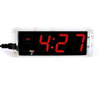 CLOCK-4DIG-KIT-RED Набір для самостійного складання електронного годинника c термометром і регулюванням яскравості світіння