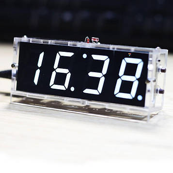 CLOCK-4DIG-KIT-WHITE Набір для самостійного складання електронного годинника c термометром і регулюванням яскравості світіння