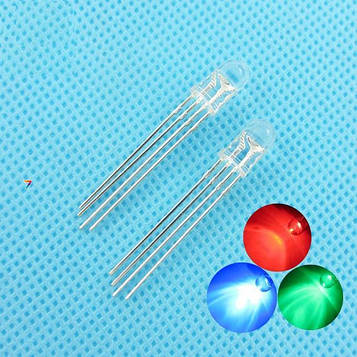 RGB-5mm-TCA Прозорий RGB світлодіод. 4 pin. Загальний анод
