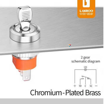 LB16NZ-P11Z-N2 Тумблер металлический, диаметр 16 мм, с фиксацией, хромированные