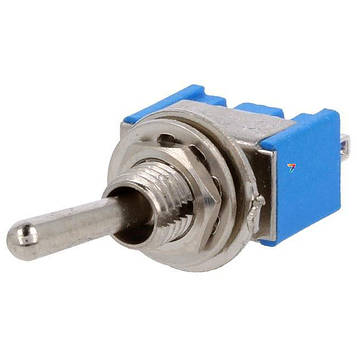 MS-103-A1-BL Перемикач: тумблер, 3, SPDT, ON-OFF-ON, 3A / 250VAC, кількість фіксованих положень: 3. Синій