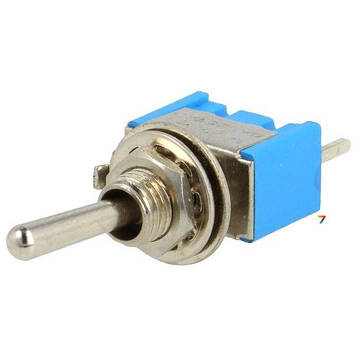 MS-103-A2-BL Перемикач: тумблер, 3, SPDT, ON-OFF-ON, 3A / 250VAC, Кількість фіксованих положень: 3 Синій.