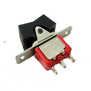 RLS-102-A1 Перемикач: тумблер, Конфіг.контактов: SPDT, 5A 125VAC / 2A 250VAC, виводи плоскі, з отвором. 2 фіксованих