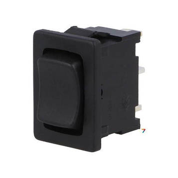 1808.1302 ROCKER, SP3T, Стать: 3, (ON)-OFF-(ON), 6A/250ВAC, чорний, IP40, ні