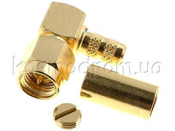 SMA1112A63G150 Тип: SMA, вилка, тато, кутовий, позолота, під обтиск, на кабель. частота макс.12.4ГГц
