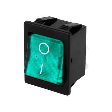 AE-C1553ALBG3 ROCKER, DPST, Поз: 2, ON-OFF, 16A/250ВAC, 20A/28ВDC, зелений, 250В