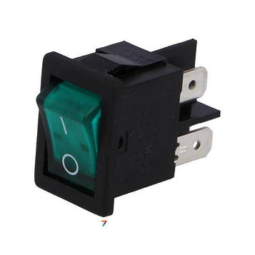 AE-H8553VBNAC ROCKER, DPST, Поз: 2, ON-OFF, 10A/250ВAC, зелений, неон.ламп, 230В