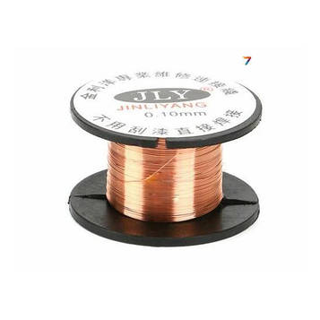 Проволока медная 0.1 мм Мідний дріт. Перетин: 0,1 мм. Котушка 10 м.