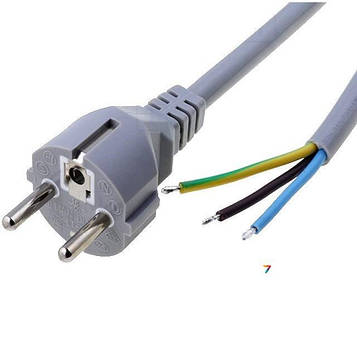 S2-3/10/3GY Кабель: вилка CEE 7/7 (E / F), дроти: 3м: сірий: ПВХ: 3x1мм2: 10А