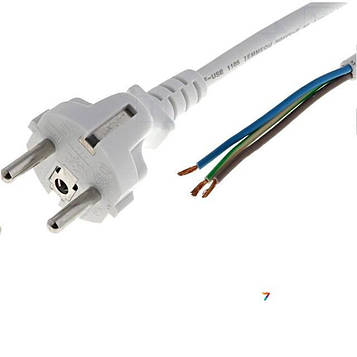S2-3/10/3WH Кабель: вилка CEE 7/7 (E / F), дроти: 3м: білий: ПВХ: 3x1мм2: 10А